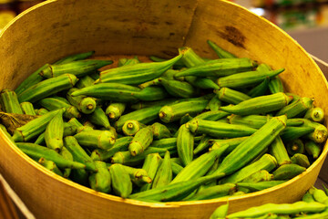 Basket of Okra At Asheville Farmers Market