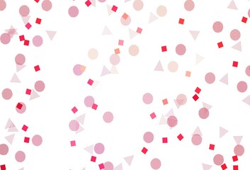 Light Red vector template with crystals, circles, squares.