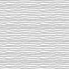 Wavy stripes seamless background. Thin hand drawn uneven waves vector pattern. Striped abstract template.