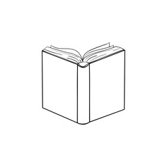 vector sketch illustration - blank open book and stack of books