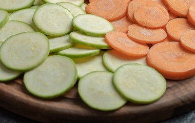 Close up photo of zucchini and carrot slices