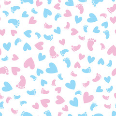 Seamless pattern with colorful baby footprints in vector