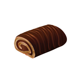 Chocolate roll cake . vector illustration