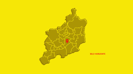 Mapa da região metropolitana de Belo Horizonte (Grande BH). © Aline K Fernandes