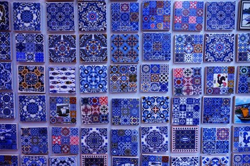 Historical blue tile pattern magnets for sale in Porto, Portugal