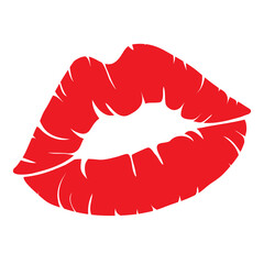 Vector icons for printing Women's lips. Illustration of a kiss with red lipstick on a white background