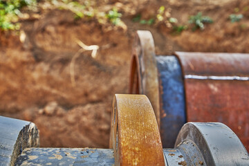 Connection of old and new water pipe through flanges for water supply system