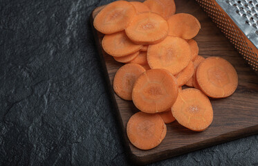 Sliced fresh raw carrot slices