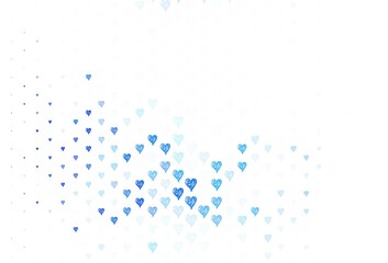 Light Blue, Yellow vector background with Shining hearts.