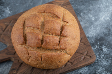 Close up photo of freshly baked rye bread