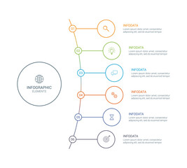 Infographic. Business data visualization. 6 steps infographic design template with icons. Process diagram, workflow, flow chart.