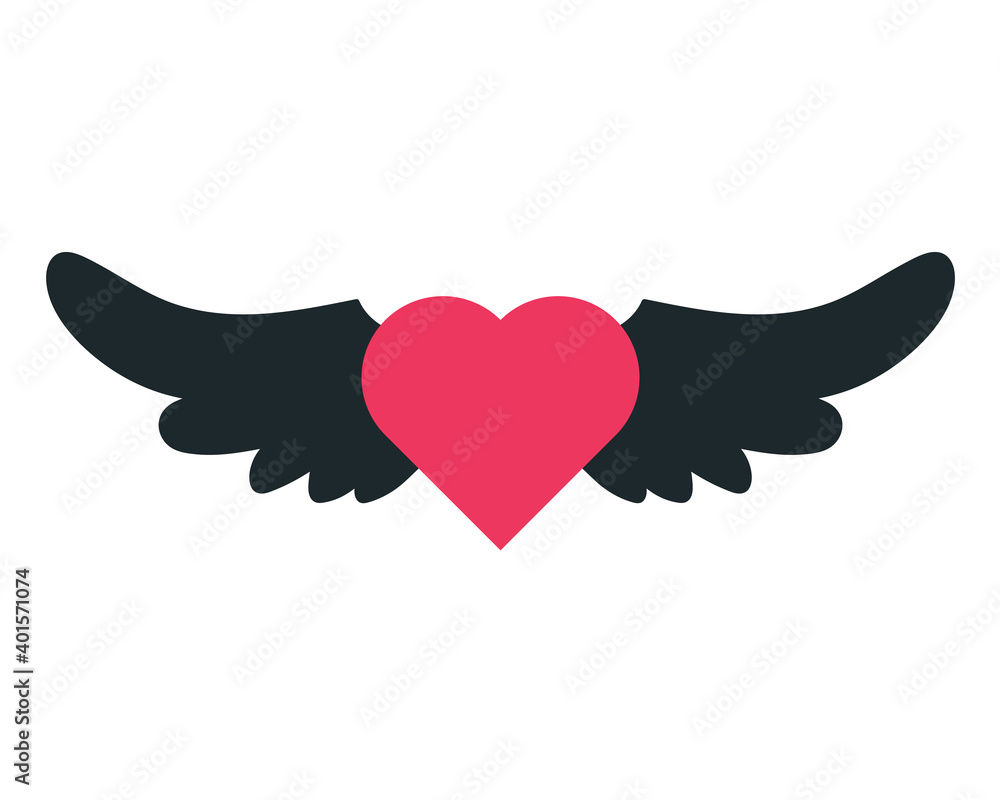 Poster heart with wings icon. element of tattoo icon for mobile concept and web apps. glyph style heart wit