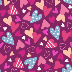 St.Valentine's day vector seamless pattern with colorful hearts.