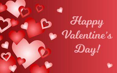 Happy Valentine's Day lettering Greeting Card on red background, vector illustration.
