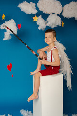Little cute boy with wings for Valentine's Day