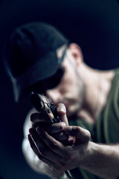 Armed man Holding Weapon Aiming 