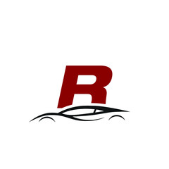 R letter logo with car