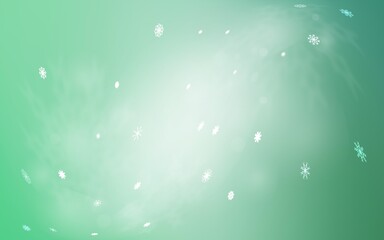 Light Green vector template with ice snowflakes. Shining colored illustration with snow in christmas style. The pattern can be used for new year leaflets.