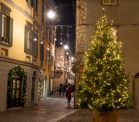 Fototapeta premium Christmas illuminations in Bergamo