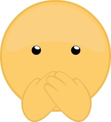 Vector illustration of emoticon covering his mouth with his hands