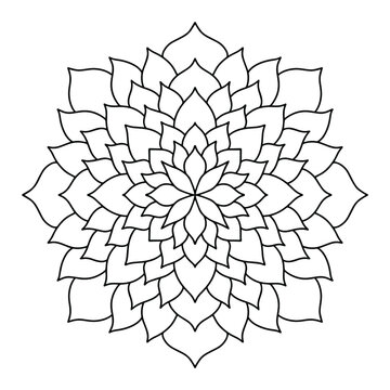 Easy mandala like flower or star, basic and simple mandalas Coloring Book for adults, seniors, and beginner. Digital drawing. Floral. Flower. Oriental. Book Page. Vector.