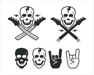 skull rock N' roll. vector art.