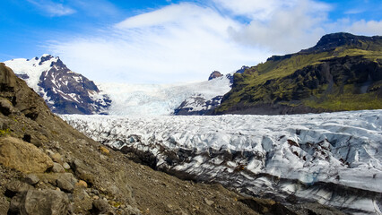 Glacier flowing from the mountians