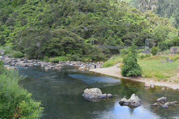 Fototapeta na wymiar View of Ohinemuri River at Karangahake Gorge