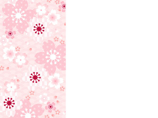 桜と和柄のイラスト背景