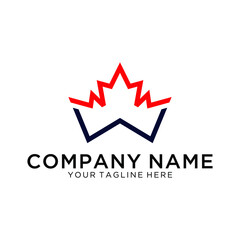 logo letter w with icon maple leaf vector design