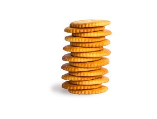 Cracker cookie biscuits isolated on white background. snack food concept.