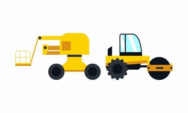 Construction equipment truck vehicle power tools heavy machine logo. Industrial machinery vector