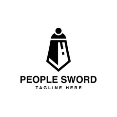 Royal sword logo design for war and people symbol. Vector graphics for business, company or brand