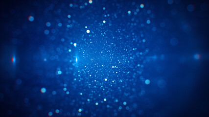 Abstract Sweet Blue Shine Sharp And Blurry Bokeh Optical View Of Glitter Sparkles Dust Background