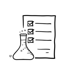 hand drawn clinical analysis result icon, lab blood test, medicine report, medical check in doodle style vector isolated