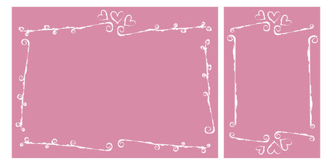 Love concept. Hearts decorative frame for Valentine's day cards, frame, invitations and design. Mother's day, Wedding, Bridal shower. Vector illustration. バレンタインイラスト、バレンタインカード、招待状イラスト