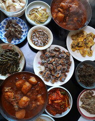 Topview Korean style tableware. Korean side dish.