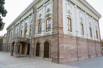 Fototapeta na wymiar Historic buildings Abyaz Palace (Ethonological Musuem) at Golestan palace complex in Tehran, Iran