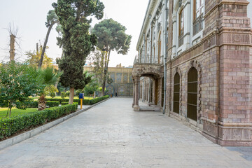  Historic buildings Abyaz Palace (Ethonological Musuem) at Golestan palace complex in Tehran, Iran