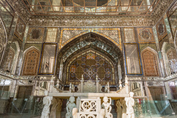 Crystal decoration inside of the historic buildings of Marble Throne in Golestan palace in Tehran, Iran,which is a UNESCO World Heritage site