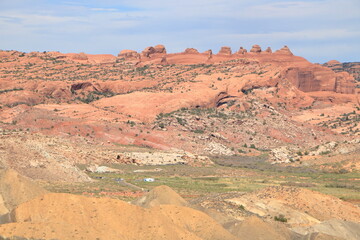 Salt Valley and red rock formations beyond, Arches National Park, Utah