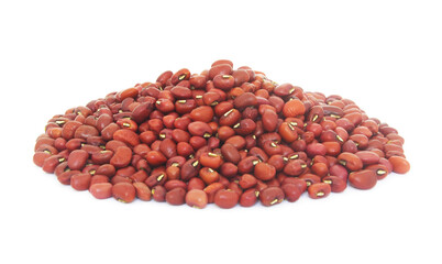 Heap of adzuki red beans isolated on white background