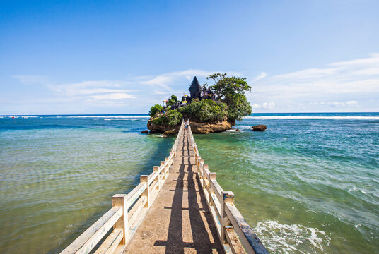 A  hinduism temple in a small island in Bale Kambang beach, a tourist destination in Southern Malang, East Java, Indonesia