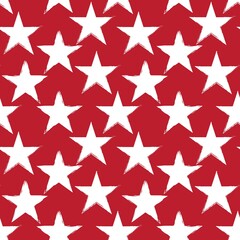 Red Stars brush stroke seamless pattern background
