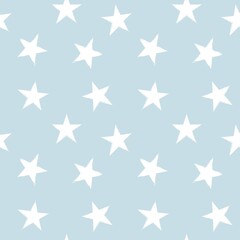Obraz premium Sky Blue Stars brush stroke seamless pattern background