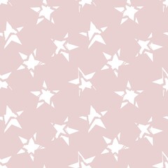 Pink Stars brush stroke seamless pattern background