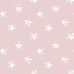 Pink Stars brush stroke seamless pattern background