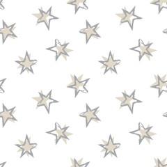 Brown Stars brush stroke seamless pattern background