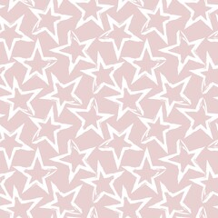 Pink Stars brush stroke seamless pattern background