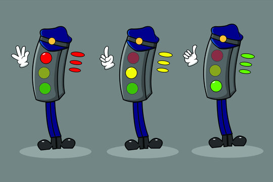 Traffic light vector design illustration with police attribute and using some hand symbols